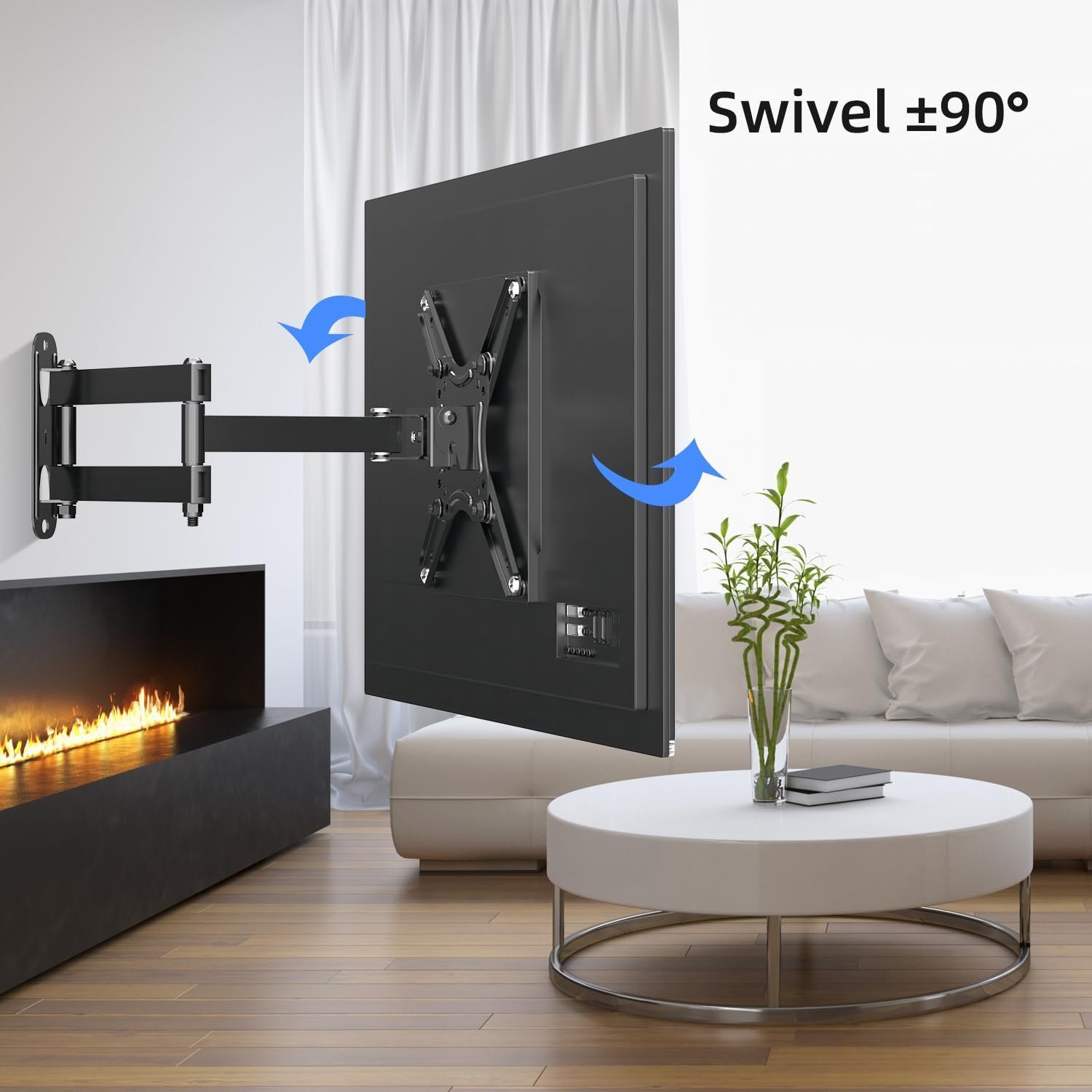 Full Motion TV Monitor Wall Mount for Most 13-43 Inch LED LCD Flat Curved Screen TVs & Monitors, Articulating Arms Swivel Tilt Extension Rotation, Max VESA 200x200mm up to 44lbs, MA1345