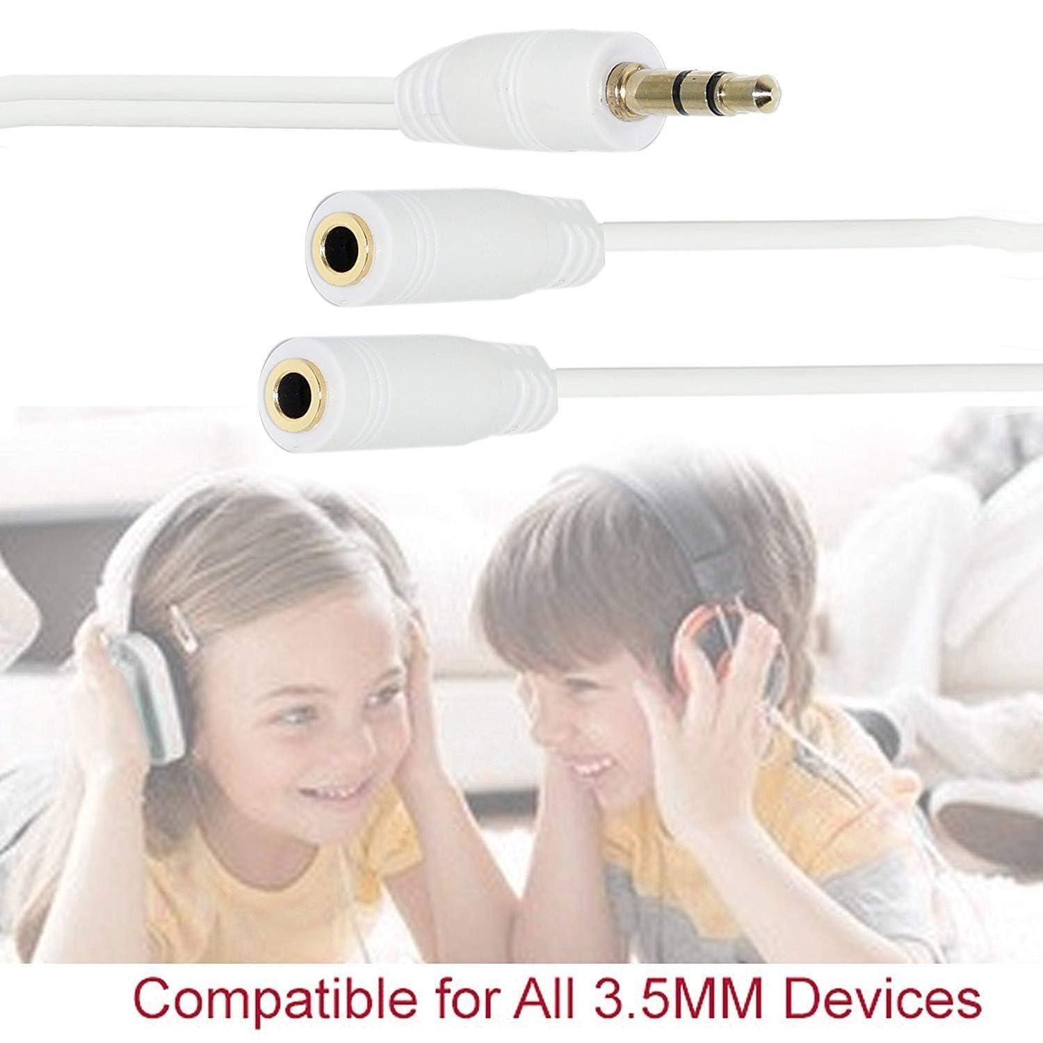 3.5mm jack 1 male to 2 female Stereo headphone earphone Jack Y Splitter audio adapter Cable (Multicolor - Color may vary)