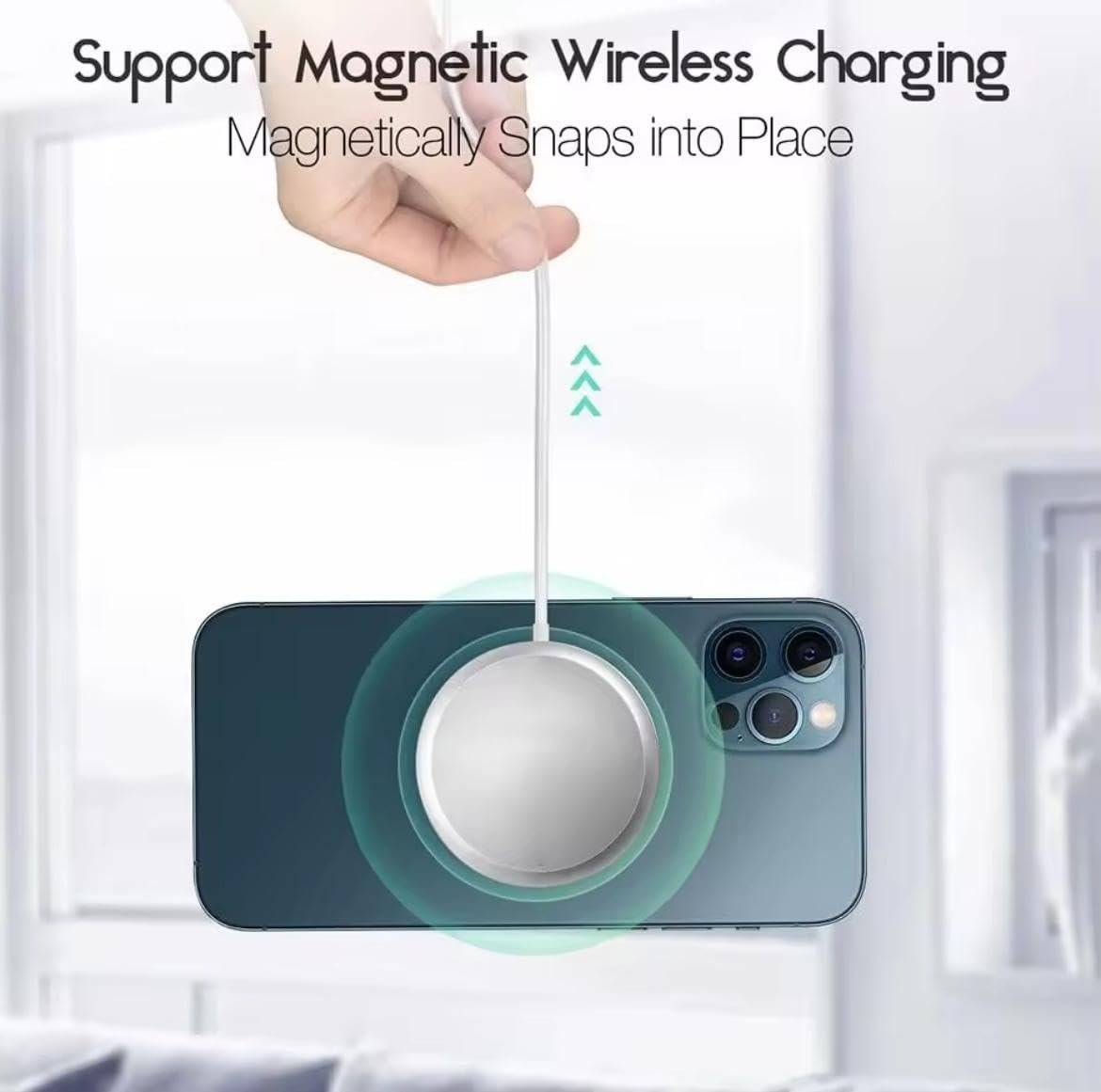 15W Magnetic Induction Wireless Charger with Fast Type-C Charging – Compatible with iPhone 15/14/13/12/11 Series (Standard, Pro, Pro Max) & AirPods