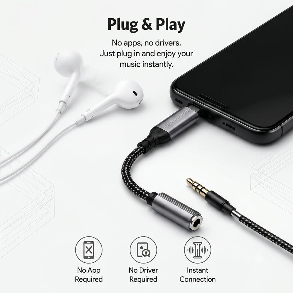 Winsumm USB-C to 3.5mm Audio Adapter with DAC
