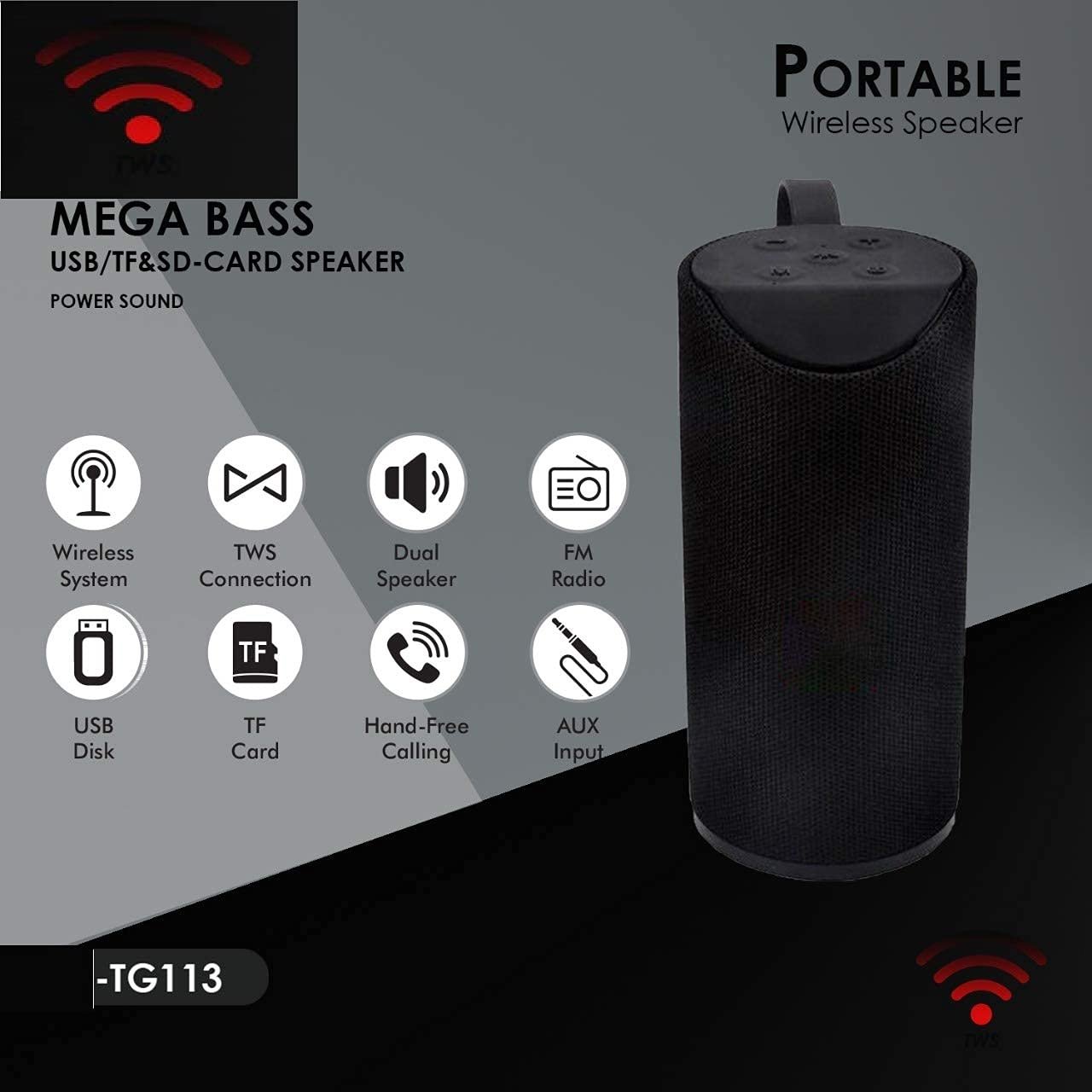 Portable Bluetooth Speaker with USB/Micro SD Card/AUX/Mic Multimedia Speaker
