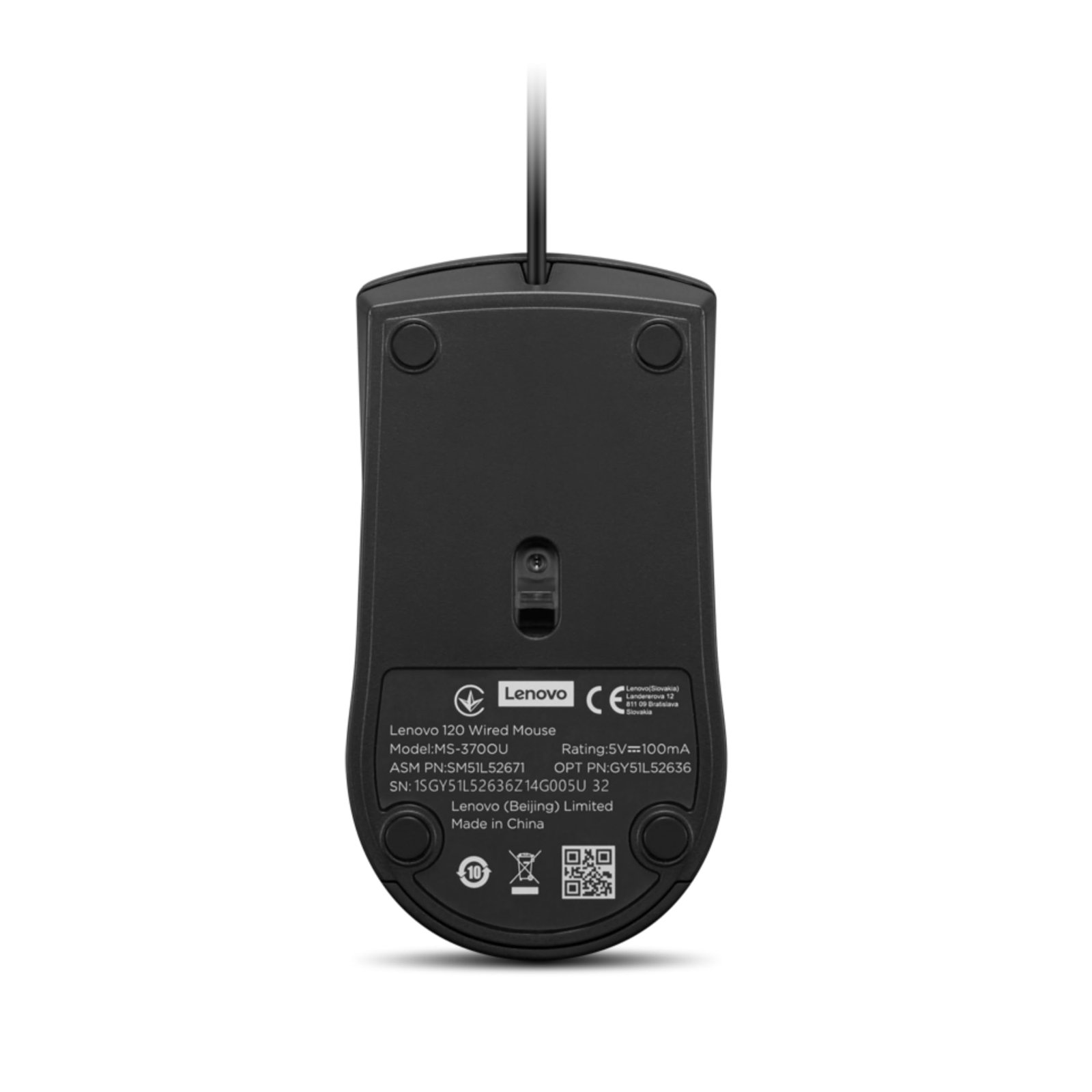 120 Wired Plug & Play USB Mouse, High Resolution 1600 DPI Optical Sensor, 3-Button Design with clickable Scroll Wheel, Ambidextrous, Ergonomic Mouse for Comfortable All-Day Grip (GY51L52636)