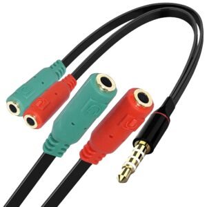 1 Male to 2 Female 3.5mm Audio Jack to Headphone Microphone Splitter Converter Adaptor Cable(Specially Design for Mobile and Tablet Only)