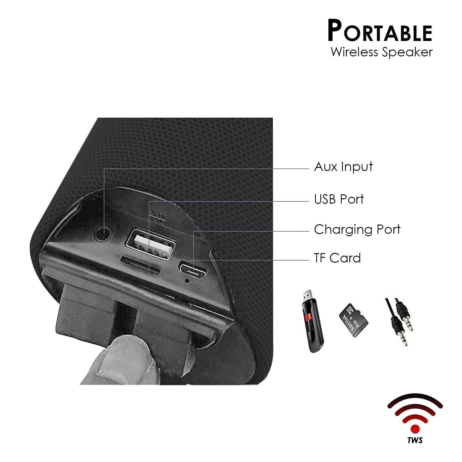 Portable Bluetooth Speaker with USB/Micro SD Card/AUX/Mic Multimedia Speaker