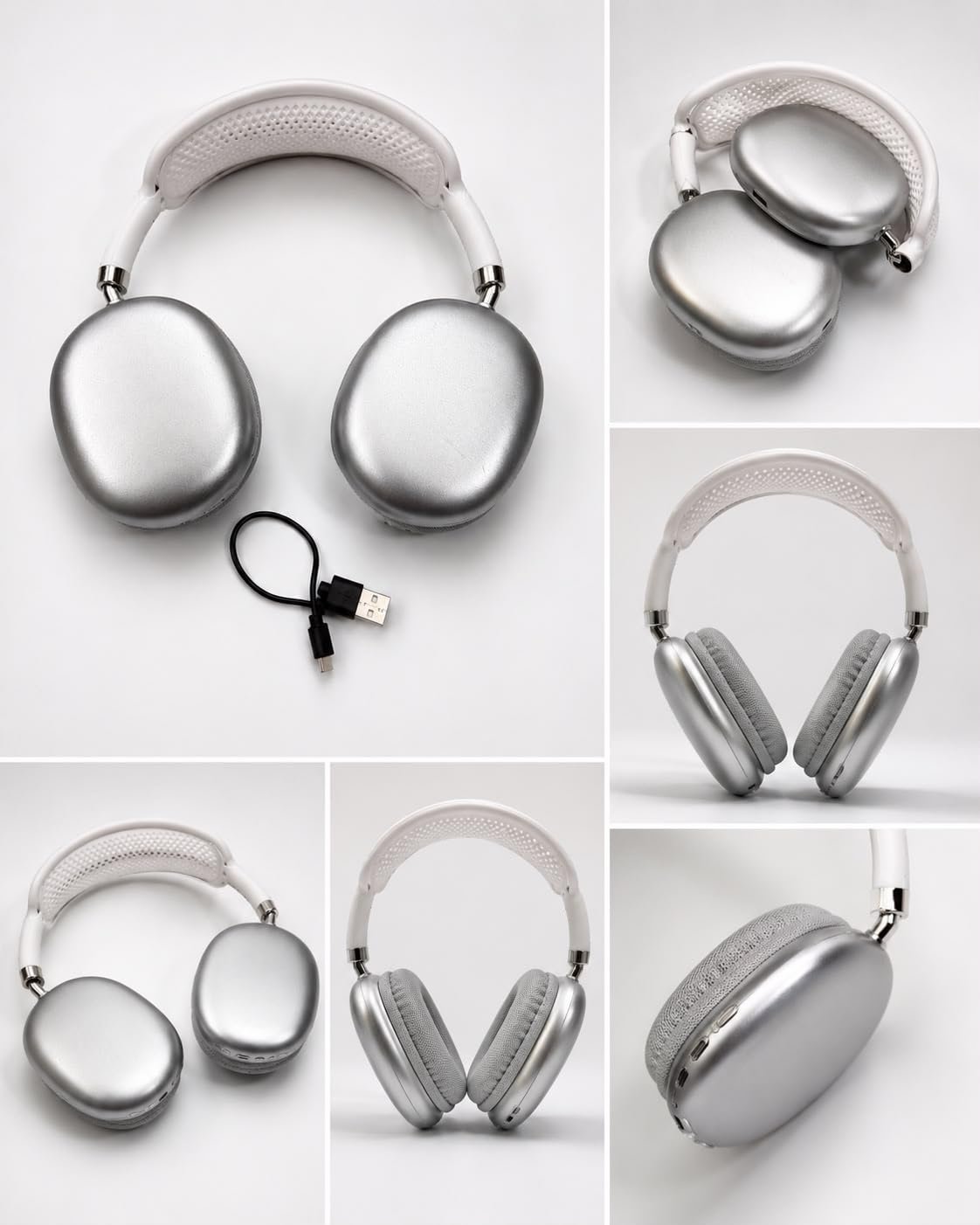 Wireless Bluetooth Over-Ear Headphones, Silver