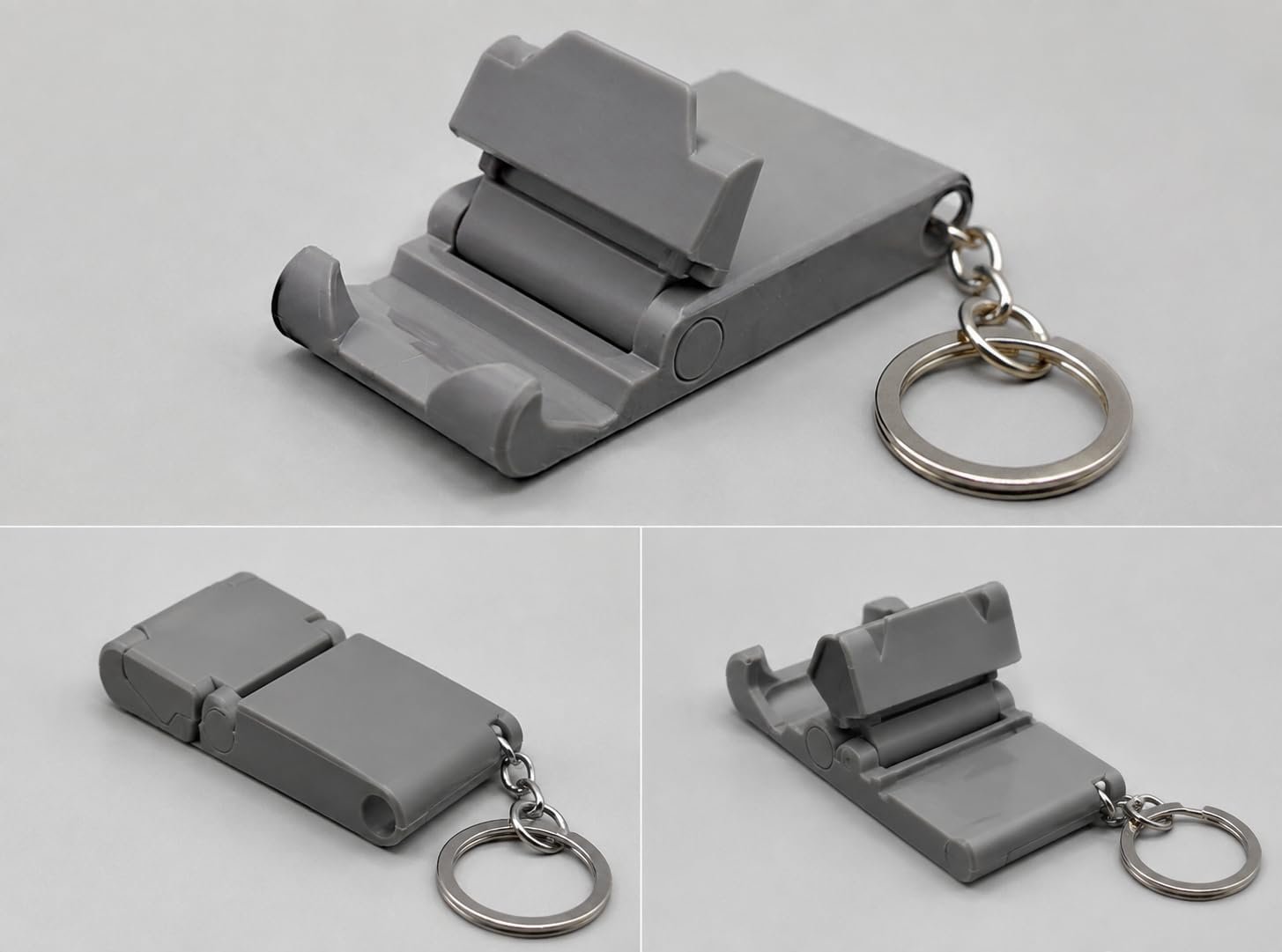 Foldable Phone Stand Keychain, Portable Mini Desk Holder, Grey