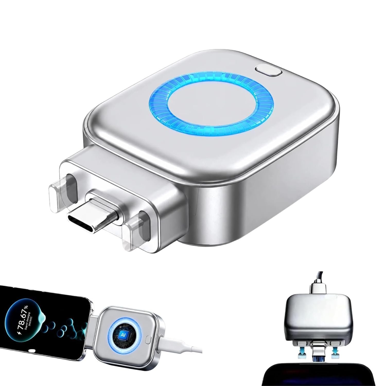 Type-C Auto Cut-Off Charging Adapter, Smart USB-C Charging Protector with Auto Disconnect, Fast Charging Compatible for All Type-C Devices