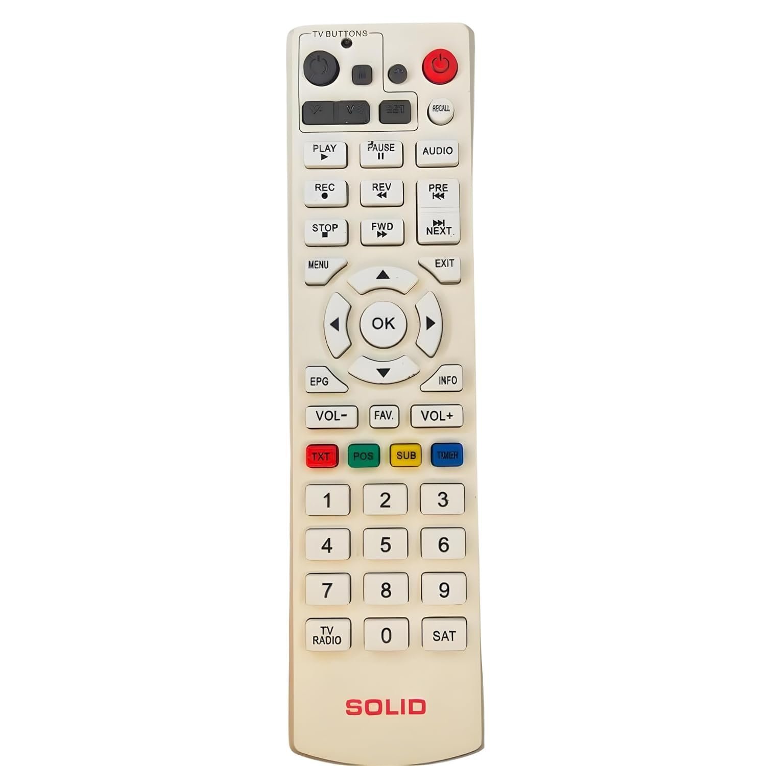 Remote Control for Solid HD Set TOP Box with Universal Learning Keys (White)