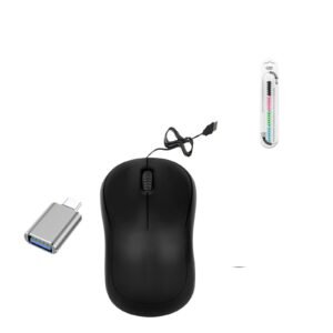 Mophonics Wired Opical Mouse,C-OTG & Cable Protector