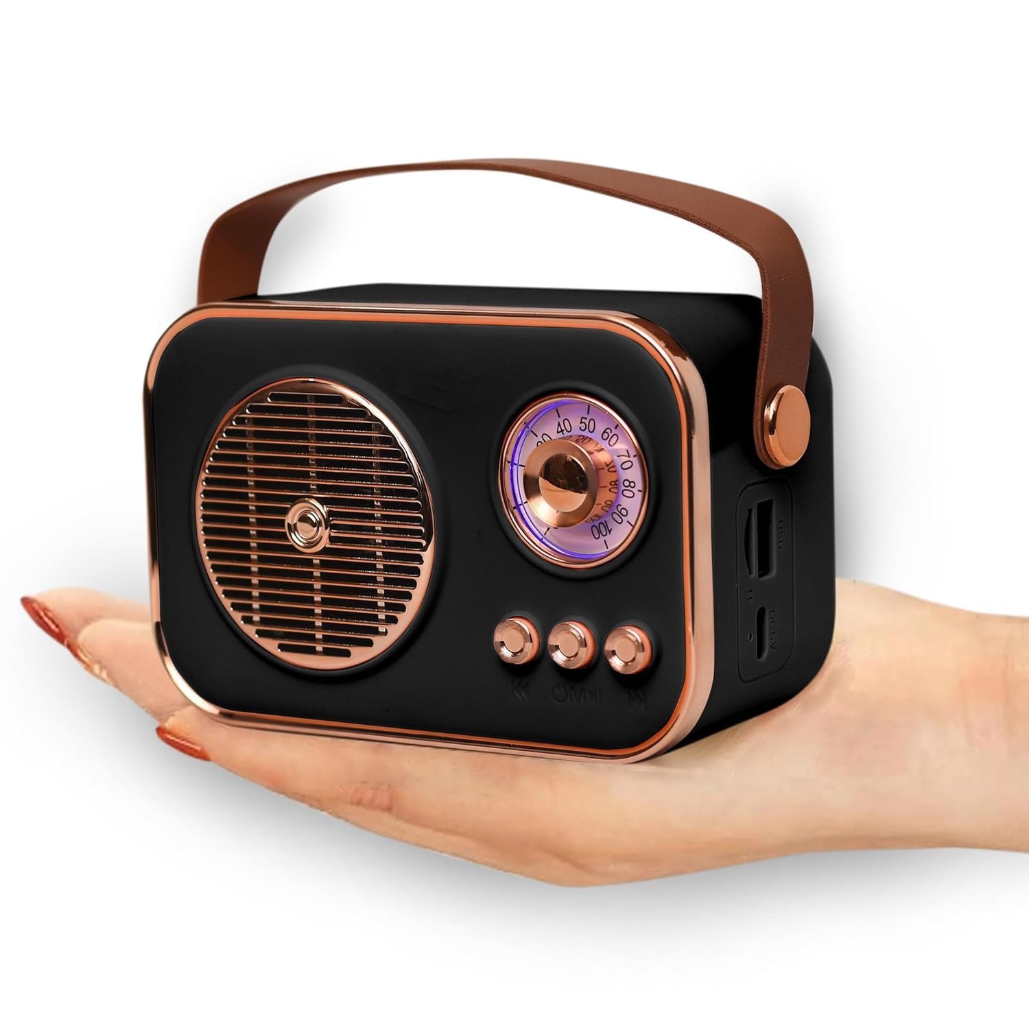 Retro Portable Bluetooth Speaker Mini Radio Style Wireless Speaker with Handle for Home Travel and Outdoor Use