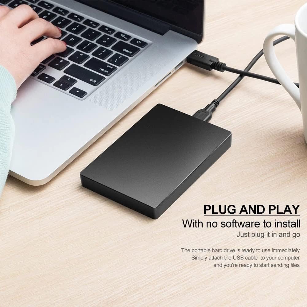 Portable 500GB Hard Disk 2-in-1 Type C & USB 3.0 High Speed Ultra Slim Hard Drive - Compatible with Laptop, Mac, PC,iPad, Tablet, PS4, Mobile (Black) - 500gb Slim Compact Drive (HDD Backup Drive)
