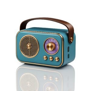 Vintage Bluetooth Wireless Speaker | 10W RMS Loud Sound | Retro Design with Type-C Charging, 8H Battery Backup, USB & AUX Input, Portable Home & Outdoor Speaker 636 Blue
