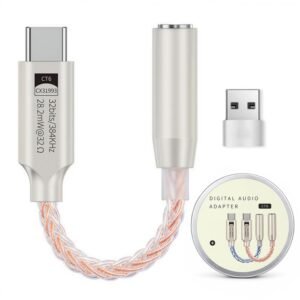 Platinum Gold CX31993 DAC Type C to 3.5mm Adapter, 32bit/384kHz HiFi Dongle, 28.2mW, Compatible with iPhone 16/15 Series, Samsung Galaxy S25/S24 & More