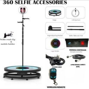 360 Photo Booth Rotating Platform with LED Ring Light