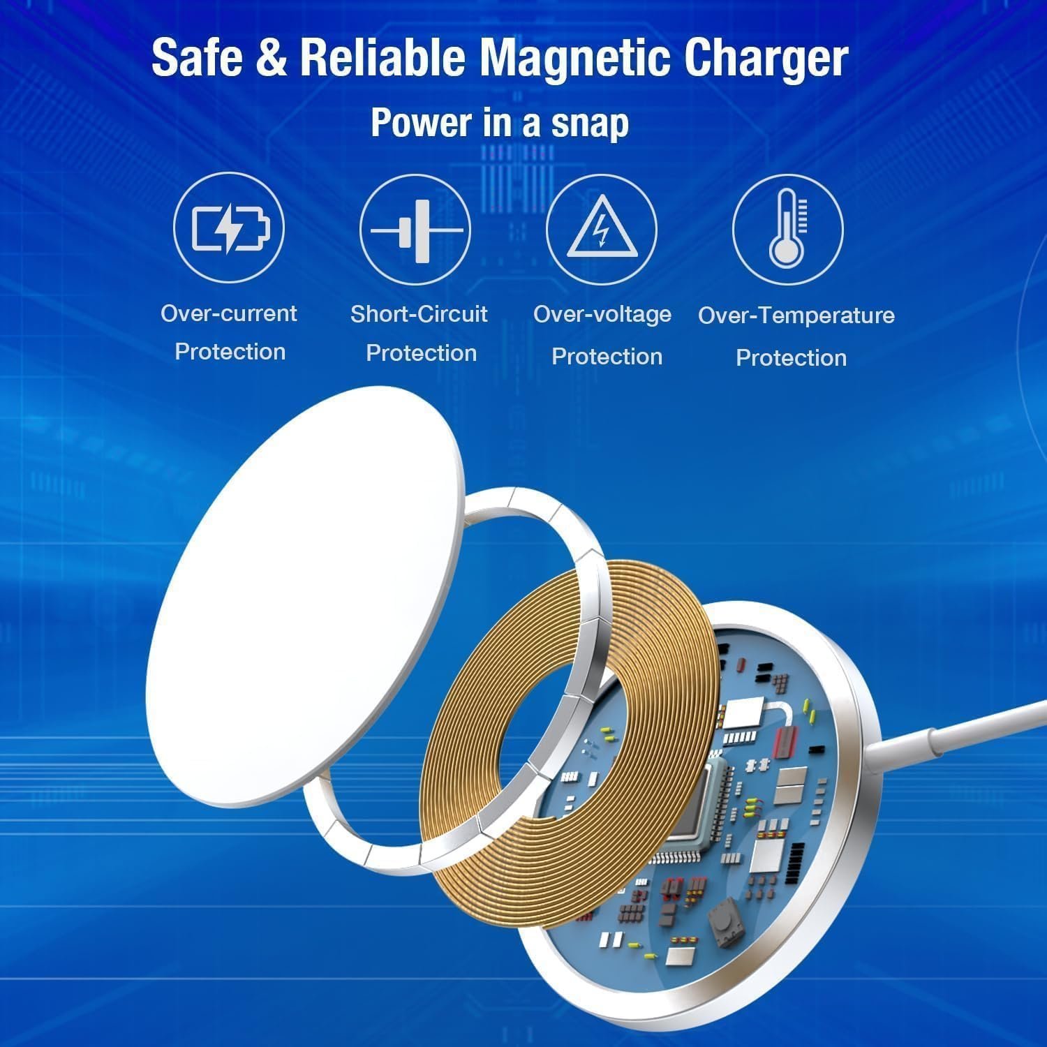 Magnetic Wireless Charger for iPhone, 15W Fast Charging USB-C, Qi Type-C Inductive Charging Station Compatible with iPhone 17/16/15/14/13/12 Series