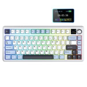 F75Max 75% TKL Wireless Mechanical Keyboard | Hot Swappable | Pre-lubed Linear Switches | RGB Backlit | 2.4GHz/Type-C/Bluetooth Gaming Keyboard (F75Max Ice Blue, Reaper Switch)