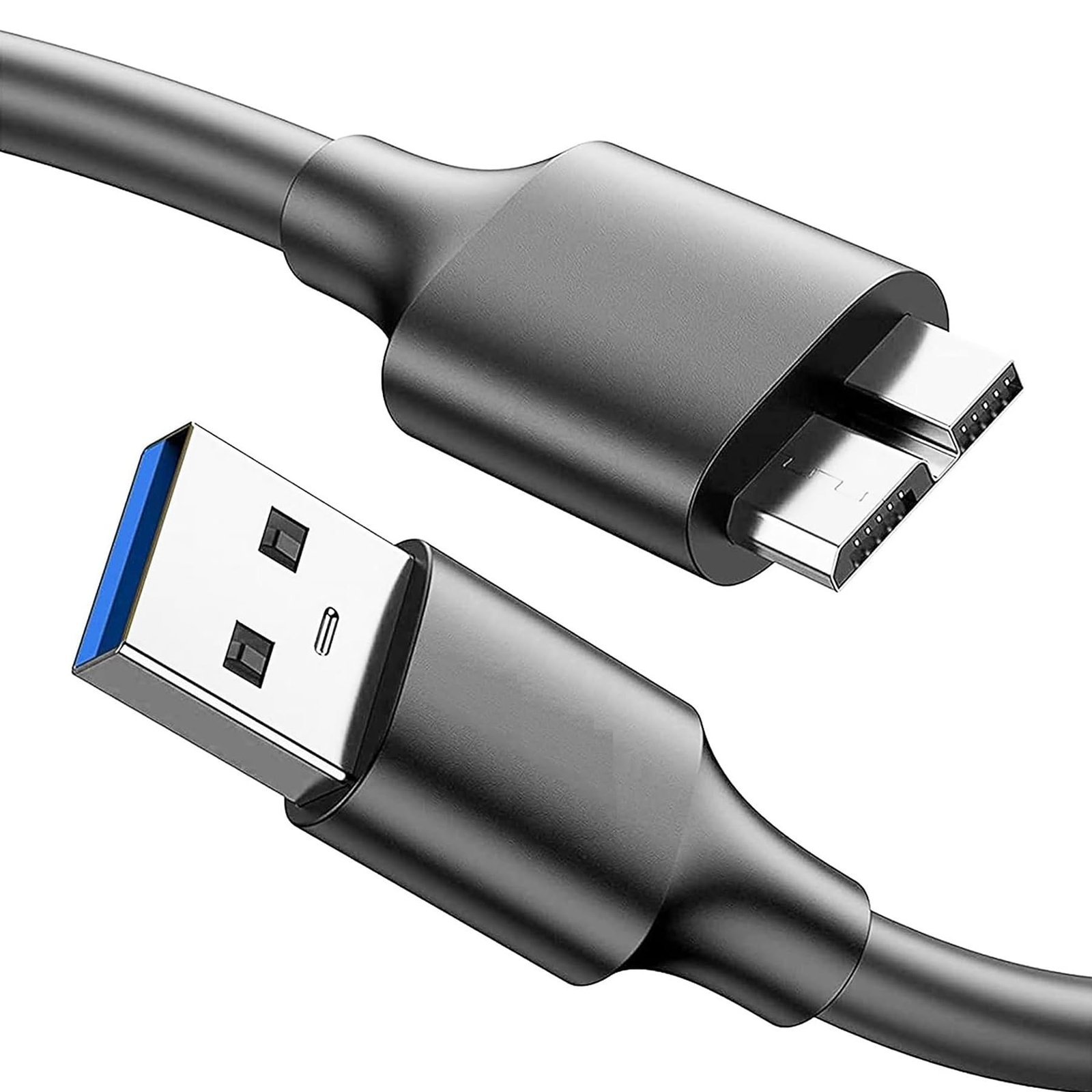 High Speed Data Sync USB 3.0 Type A Male to Micro B Cord for Wd/Seagate/Toshiba/Samsung/Hitachi, Etc External Hard Disk/Drives Cables (Black) (1.5Ft)