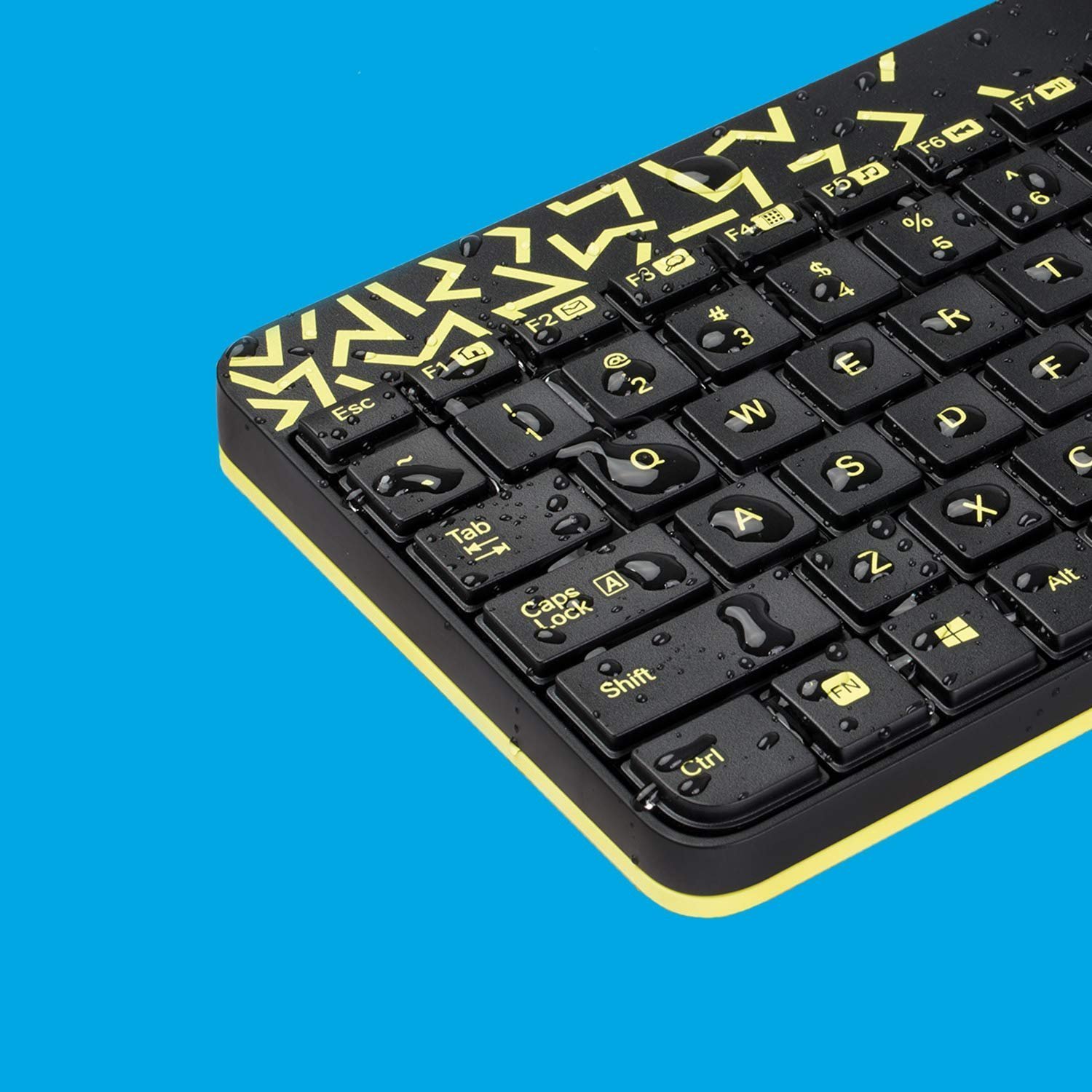 MK240 Nano Wireless USB Keyboard and Mouse Set, 12 Function Keys 2.4GHz Wireless, 1000DPI, Spill-Resistant Design, PC/Mac, Black/Chartreuse Yellow