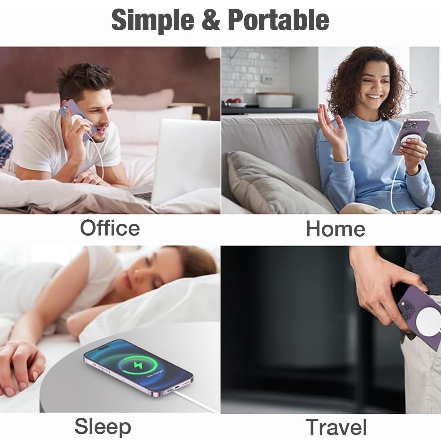 Magnetic Wireless Charger for iPhone, 15W Fast Charging USB-C, Qi Type-C Inductive Charging Station Compatible with iPhone 17/16/15/14/13/12 Series