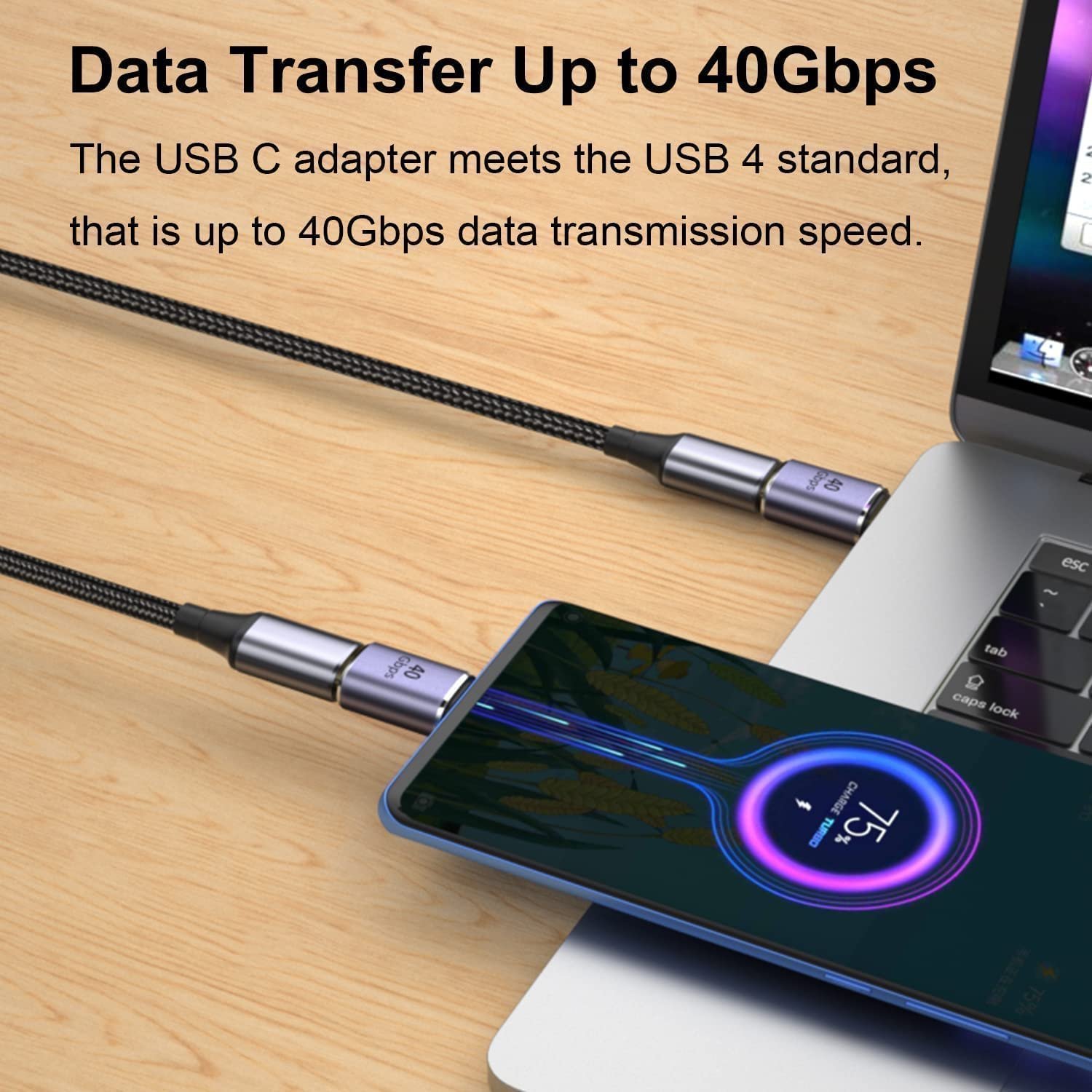 USB C Adapter, USB Type C Male to Female Adapter Extender Support 100W, 40Gbps, 8K@60Hz for Thunderbolt 4/3, MacBook Pro/Air, Laptop, Tablet, Phones and More Type C Devices (Male to Female)