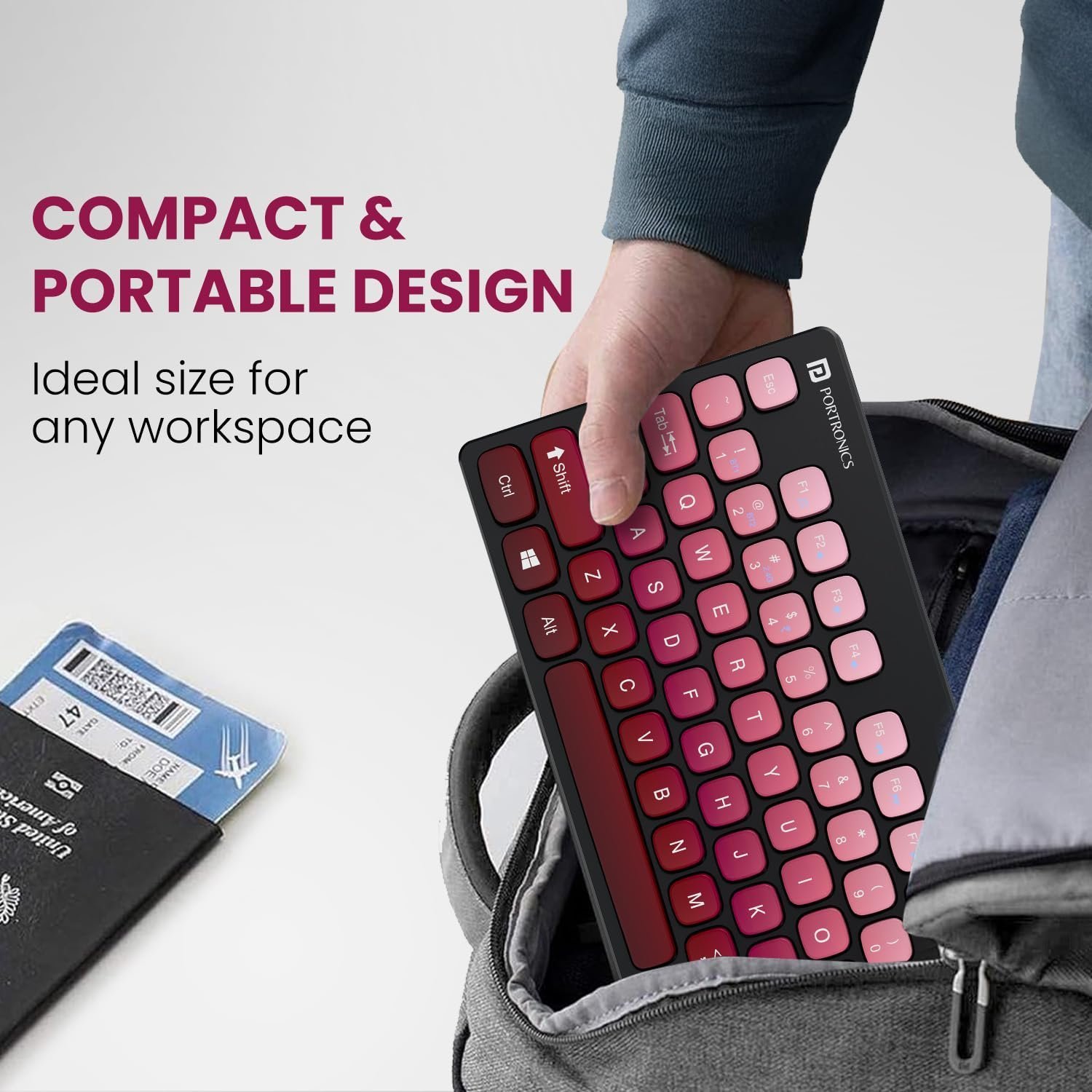 Bubble Multimedia Wireless Keyboard 2.4 GHz & Bluetooth 5.0 Connectivity, Noiseless Experience, Compact Size for iOS iPad Air, Pro, Mini, Android, Windows Tablets PC Smartphone(Purple)