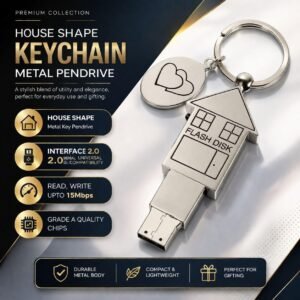 ® House Shape USB Flash Drives, 4GB-128GB, Upto 12Mbps, 2.0, Metal Body, Keychain Pen Drive, Gifting Flash Drives. (8, GB)
