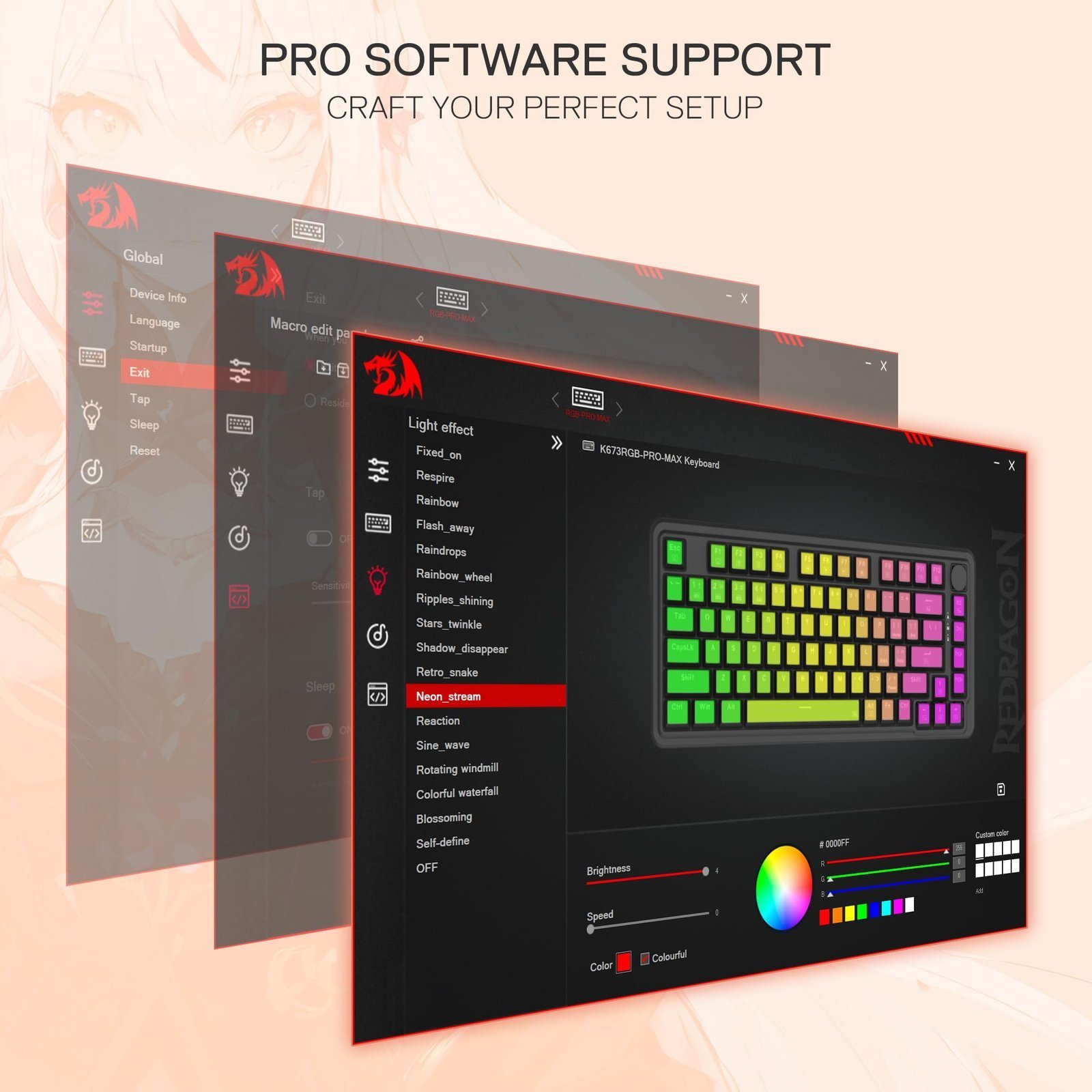 K673 PRO SE 75% 81 Keys Wireless Gasket RGB Gaming Keyboard, 3-Mode Anime Mechanical Keyboard w/Hot-Swap Socket, Dedicated Knob Control & 5-Layer Noise Dampening, Custom Hi-Fi Linear Switch