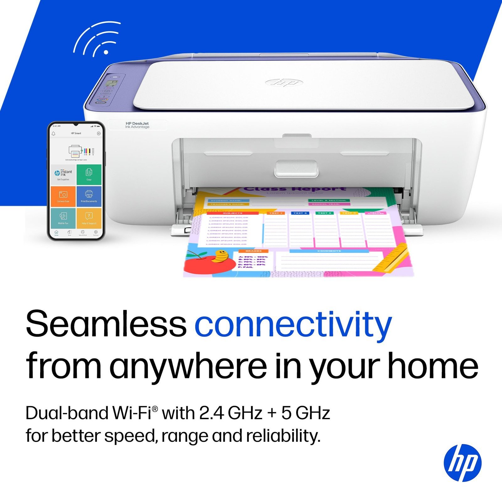 AI Capable Deskjet 2931 Printer | Dual Band WiFi (up to 10X Faster) All in One Colour Printer, Print/Scan/Copy, Print Speed up to 20 PPM
