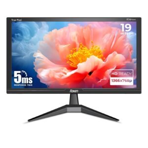 Crystal 19 Inch (46.99 cm) Crystal Flat LED Monitor | True Pixel HD Display, 1366x768p, 16.7M Colors, 5ms, 60Hz | HDMI & VGA Ports | Wall Mountable | Desktop/Office/CCTV Use | 1 Year Warranty