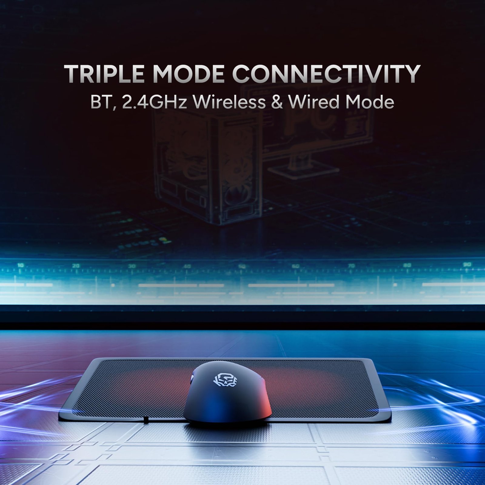 by EVM Blink Tri-Mode Wireless RGB Gaming Mouse | Pixart 3311 Sensor | 16000 DPI | 60g Lightweight | BT + 2.4G + Wired | Advance Software | 1000Hz Polling | Win/Mac | White | 2 Years Warranty
