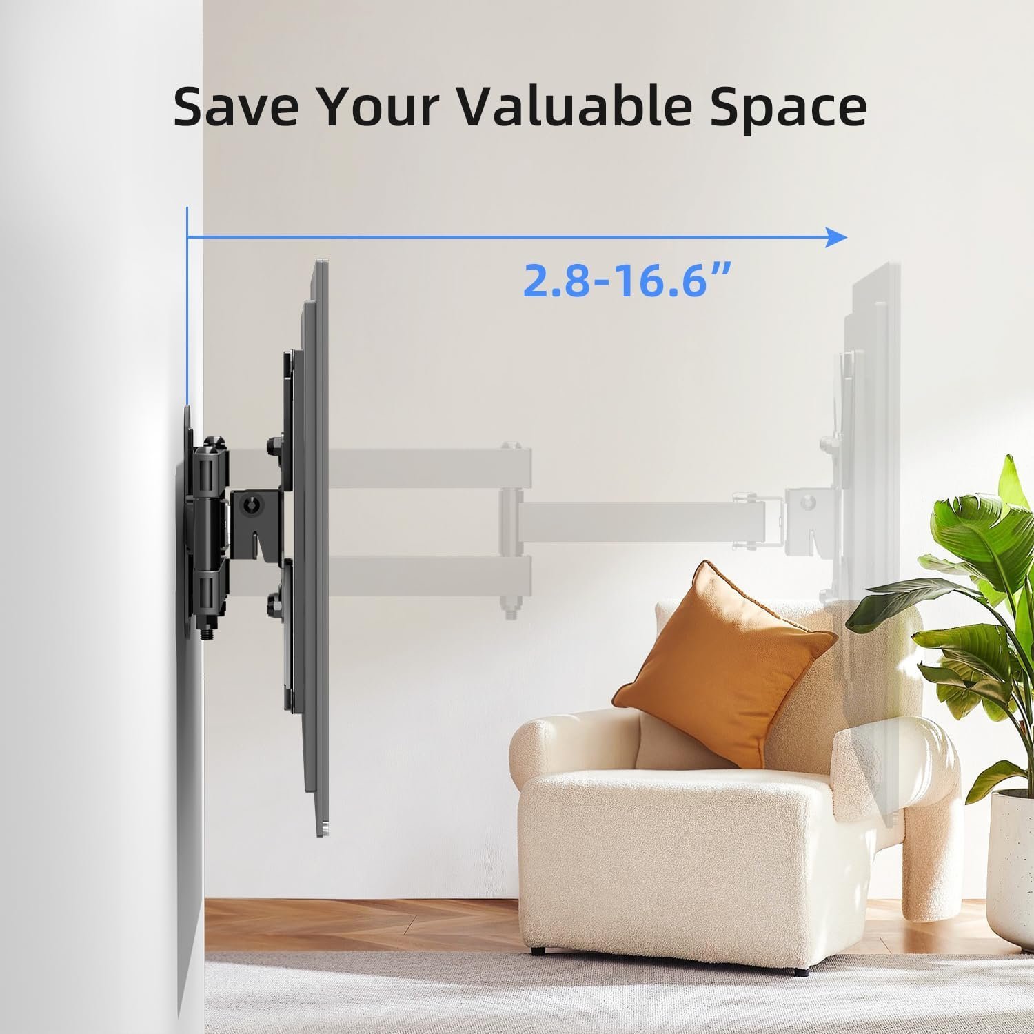 Full Motion TV Monitor Wall Mount for Most 13-43 Inch LED LCD Flat Curved Screen TVs & Monitors, Articulating Arms Swivel Tilt Extension Rotation, Max VESA 200x200mm up to 44lbs, MA1345