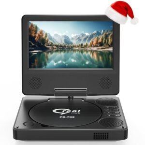 BHARMAL-9.5" Portable DVD Player with 7.5" Swivel Display Screen, 5-Hour Built-in Rechargeable Battery, Car DVD Player,Supports SD Card/USB/CD/DVD