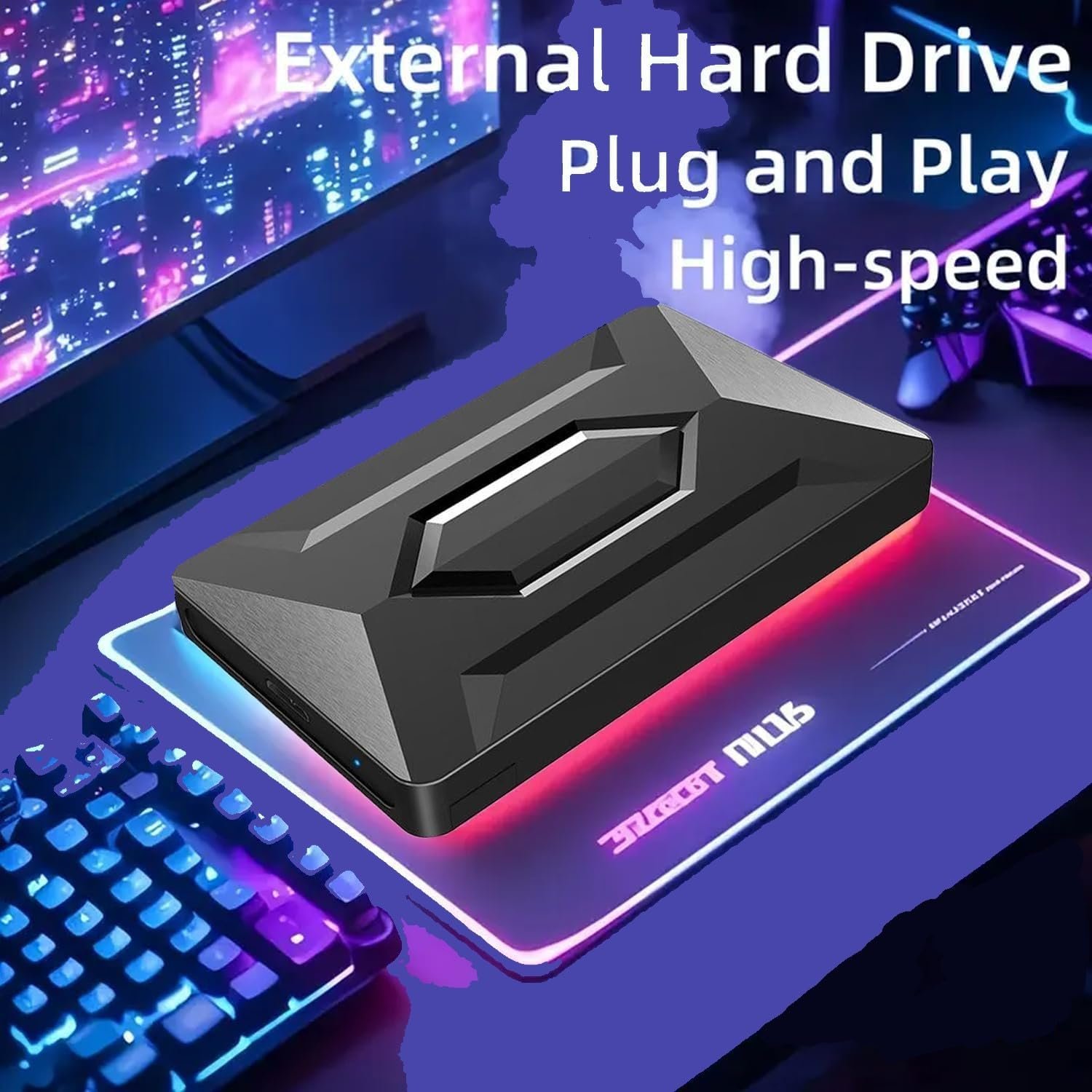 500GB Portable External Hard Drive USB 3.0, High Speed Data Transfers, Supports Windows, Linux and Mac OS Systems, Compatible with, PlayStations, TV, and Other Devices.(MAROWAK Hexagon)(k.t)