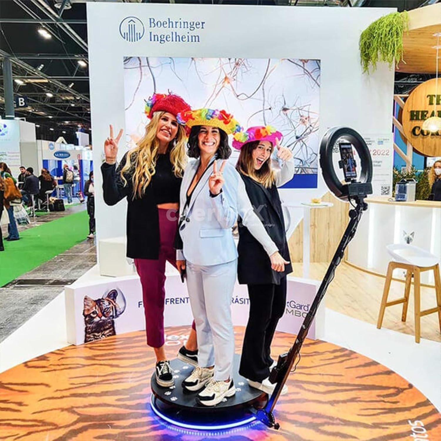 360 Photo Booth Rotating Platform with LED Ring Light