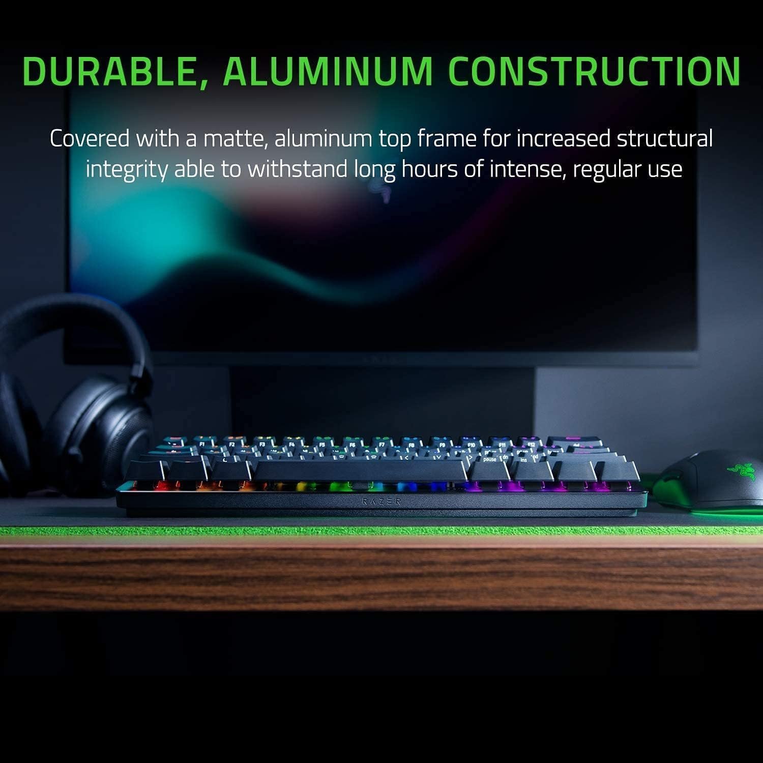 Huntsman Mini Clicky Optical Purple Switch USB-C Gaming Keyboard I RGB Customizable backlighting - RZ03-03390100-R3M1 (Black)