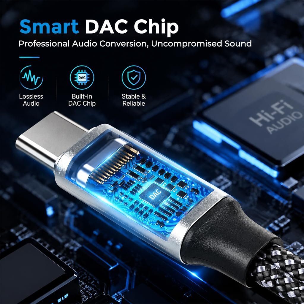 ® USB C to 3.5mm Adapter 3 in1 with Charging and DAC Audio