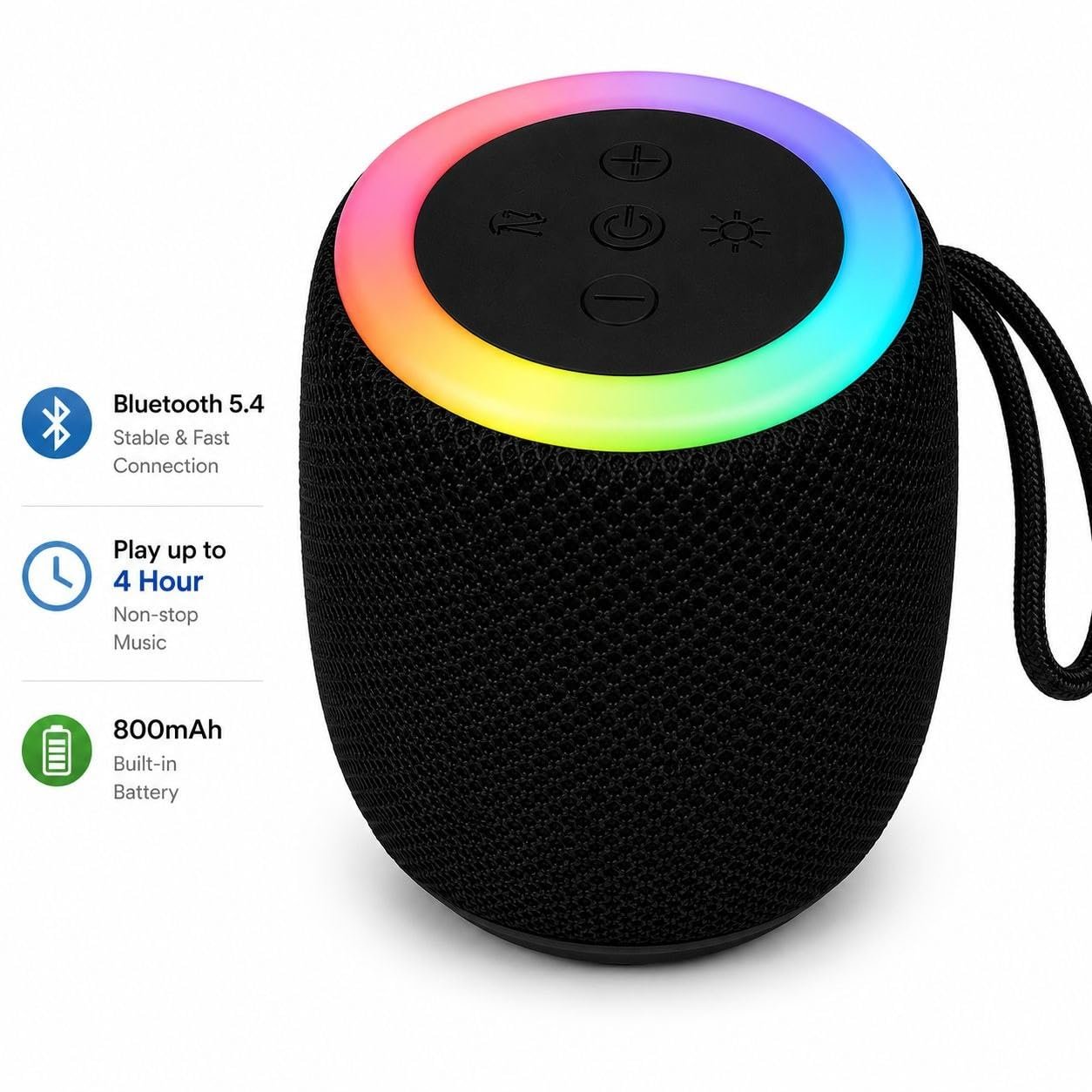 MoBo Portable Bluetooth Speaker with RGB LED Lights 800mAh