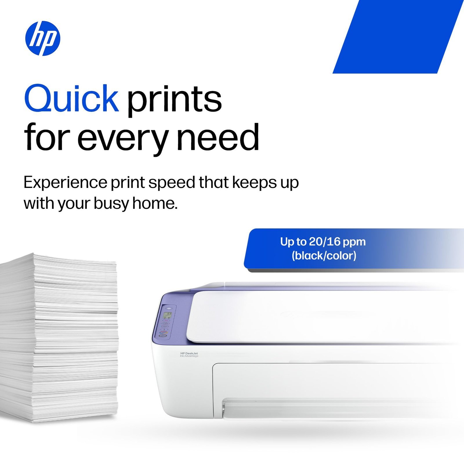 AI Capable Deskjet 2931 Printer | Dual Band WiFi (up to 10X Faster) All in One Colour Printer, Print/Scan/Copy, Print Speed up to 20 PPM