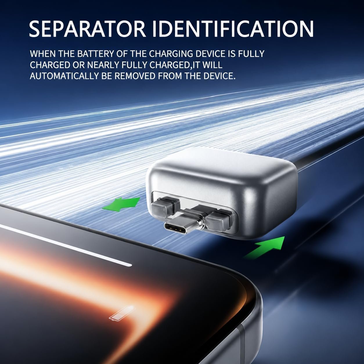 USB-C Smart Auto Eject Adapter | Full-Charge Separator USB-C Smart Overcharge Protector, 140W Fast Charging, Auto Cut-Off, Compatible with iPhone, Android, MacBook, Laptop