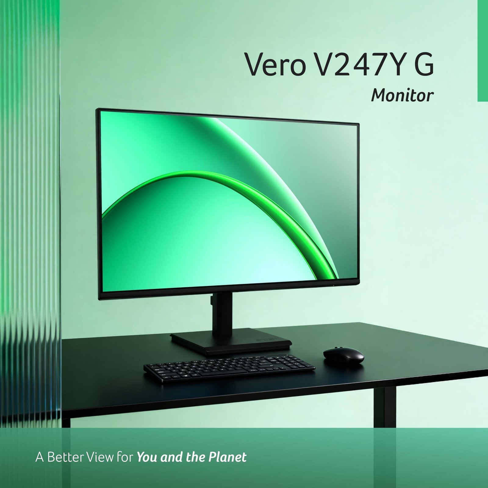 Vero V247Y G 23.8 Inch Full HD IPS Monitor I 120Hz Refresh, AdaptiveSync I 99% sRGB, 1500:1 Contrast I 2x2W Speakers I HDMI +VGA I ZeroFrame I VisionCare 2.0 I VESA I Energy Star I Black