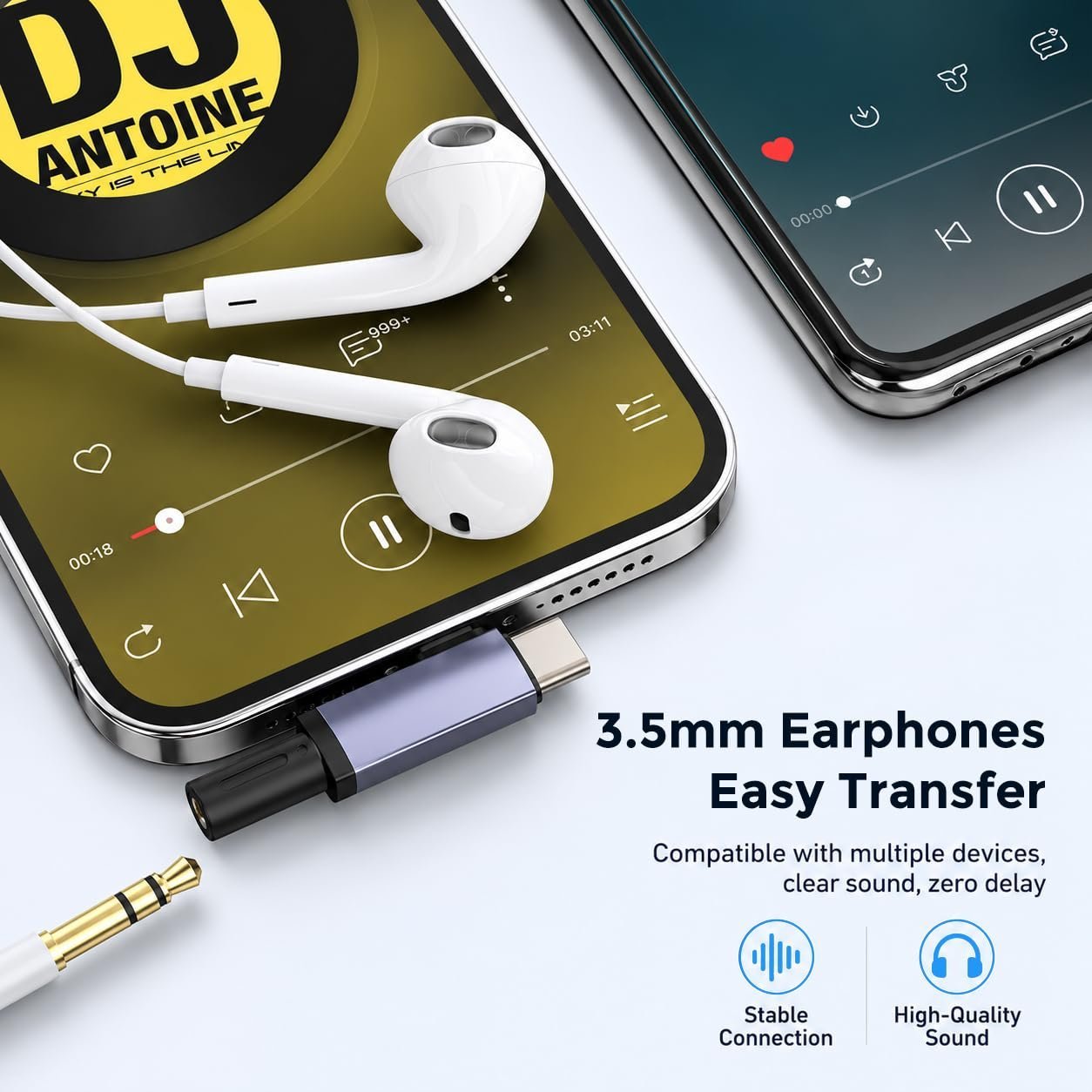 ® 2 in 1 Audio Adapter USB C and Light to 3.5mm Jack Converter