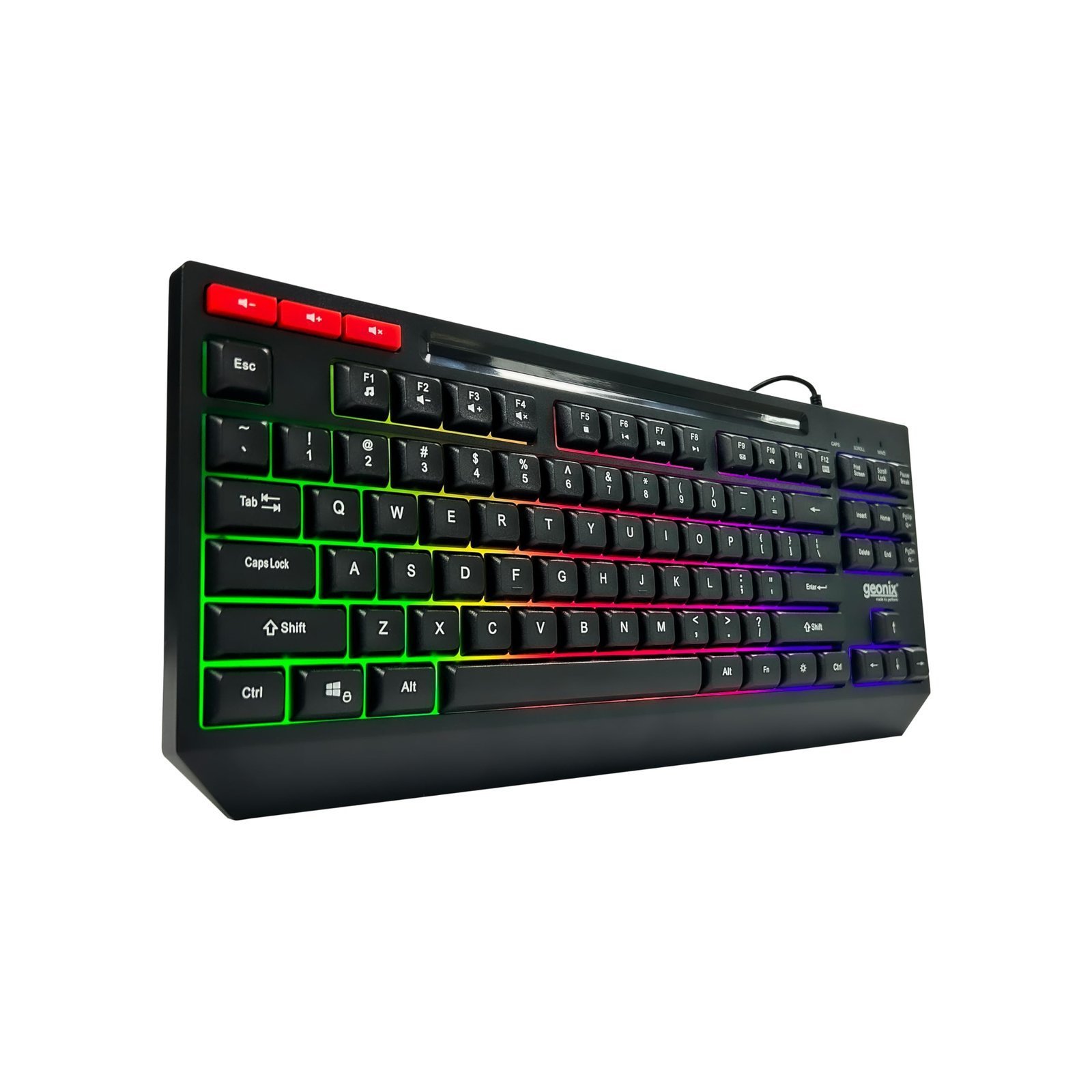 Cruiser K2 Multi Function Gaming Keyboard with 90 Keys Including 3 Dedicated Multimedia Keys, Rainbow Backlight, Spill Resistant, PVC Cable, Durable Body (Black)