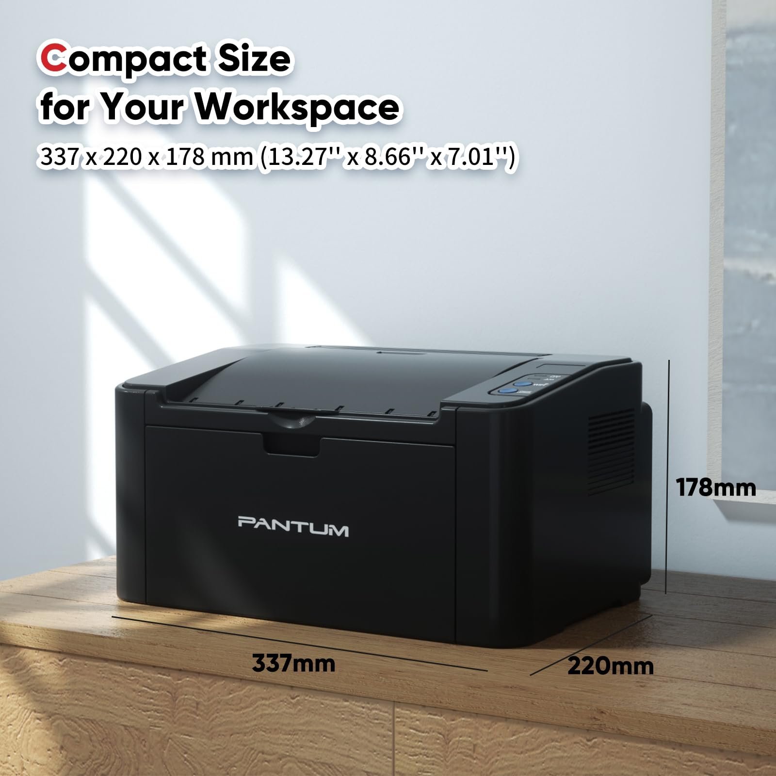P2512W Printer for Home and Office, Wireless, Single Function, Print, Hi-Speed USB 2.0, 22 ppm, 1-Year Warranty, Black Includes 1600 Page Start Toner Cartridge