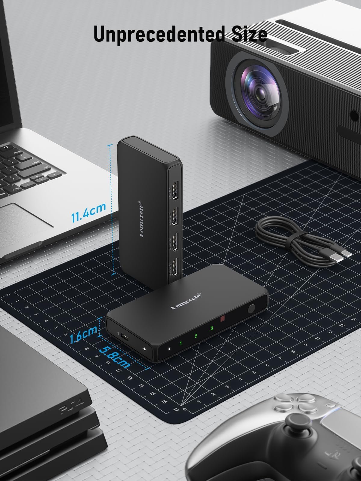 4K HDMI Switch, 3 in 1 Out HDMI Splitter, Triple Multiview Seamless Switcher Selector with Remote Control (Batteries not Included)