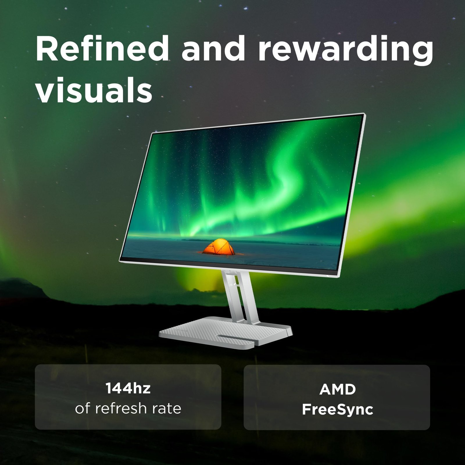 L24-4C| 24 Inch (60.96cm) Ultraslim PC Monitor, IPS, FHD 1920x1080, 144Hz, 99% sRGB, 1ms, 2x3W Speakers, HDMI, Display Port, Audio Out Port, AMD FreeSync,Eyesafe, Bezel-Less, VESA Mount, Grey