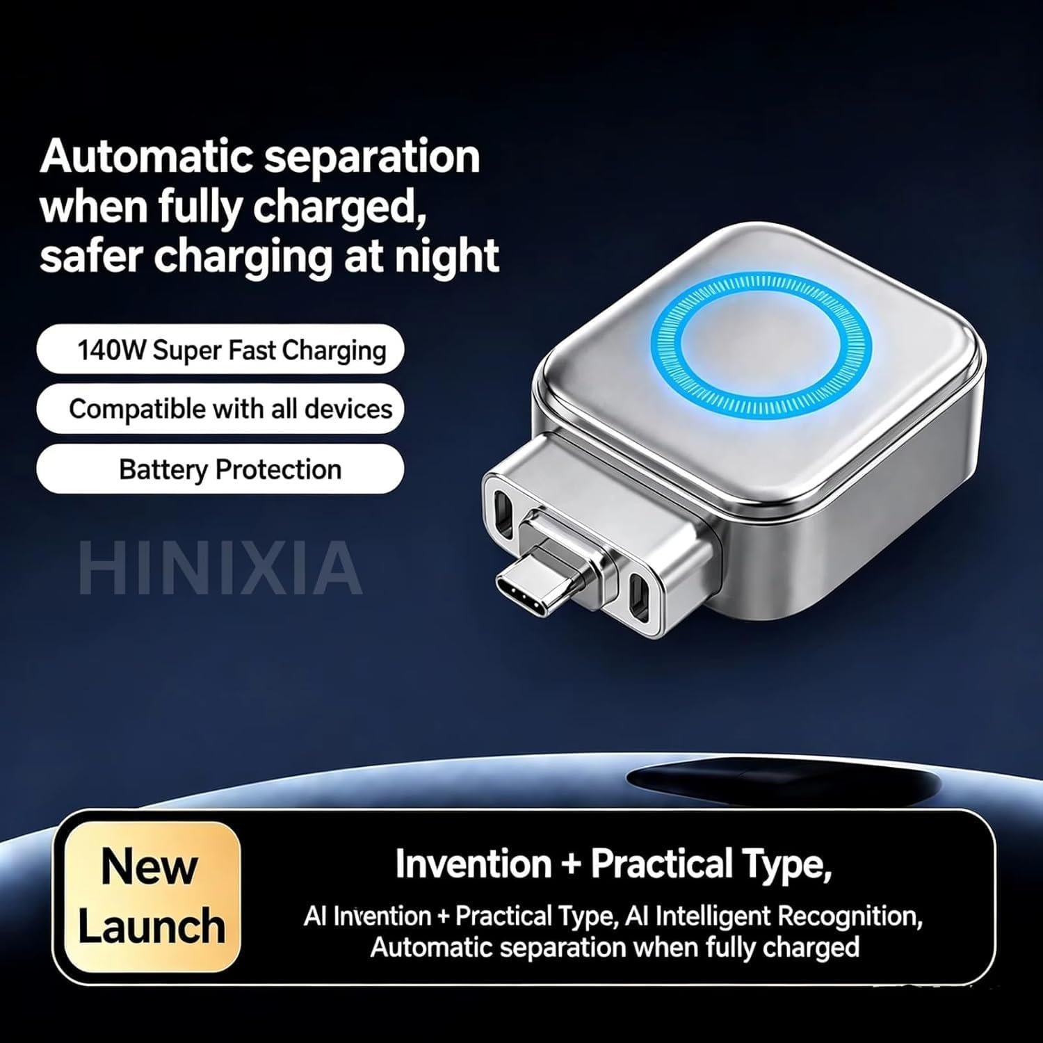 Type-C Auto Cut-Off Charging Adapter, Smart USB-C Charging Protector with Auto Disconnect, Fast Charging Compatible for All Type-C Devices