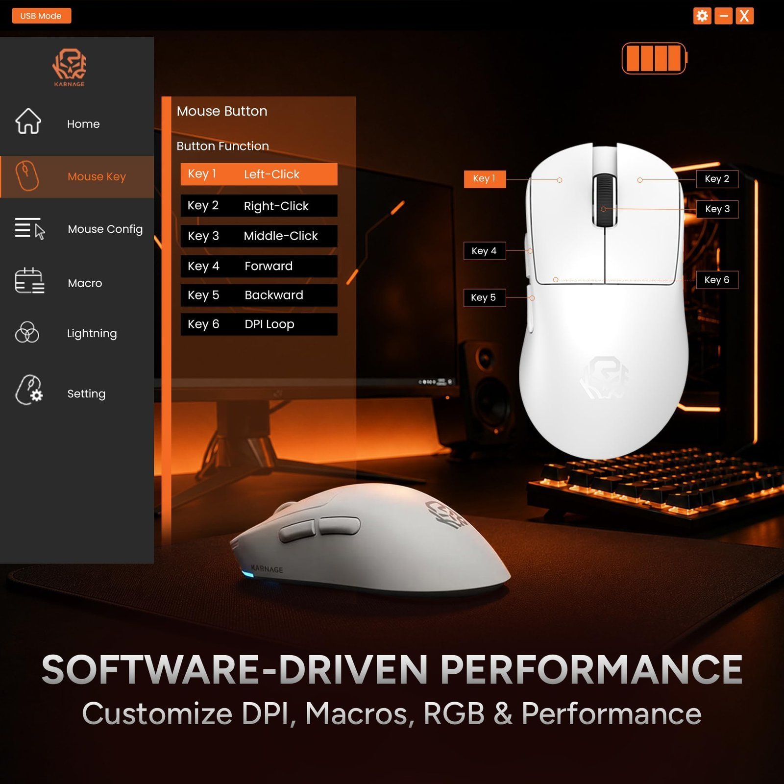 by EVM Blink Tri-Mode Wireless RGB Gaming Mouse | Pixart 3311 Sensor | 16000 DPI | 60g Lightweight | BT + 2.4G + Wired | Advance Software | 1000Hz Polling | Win/Mac | White | 2 Years Warranty
