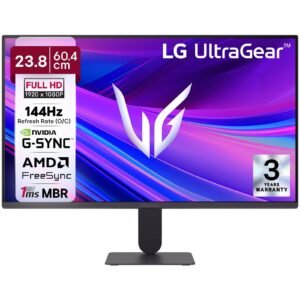 24G411A 60.4 cm(24 Inch) Ultragear FHD(1920 x 1080) IPS Gaming Monitor, 1ms MBR, 144Hz (O/C), HDR10, NVIDIA G-Sync Compatible, AMD FreeSync, HDR10, HDMI, DP, HP Out, Anti-Glare, Slim Stand, Black
