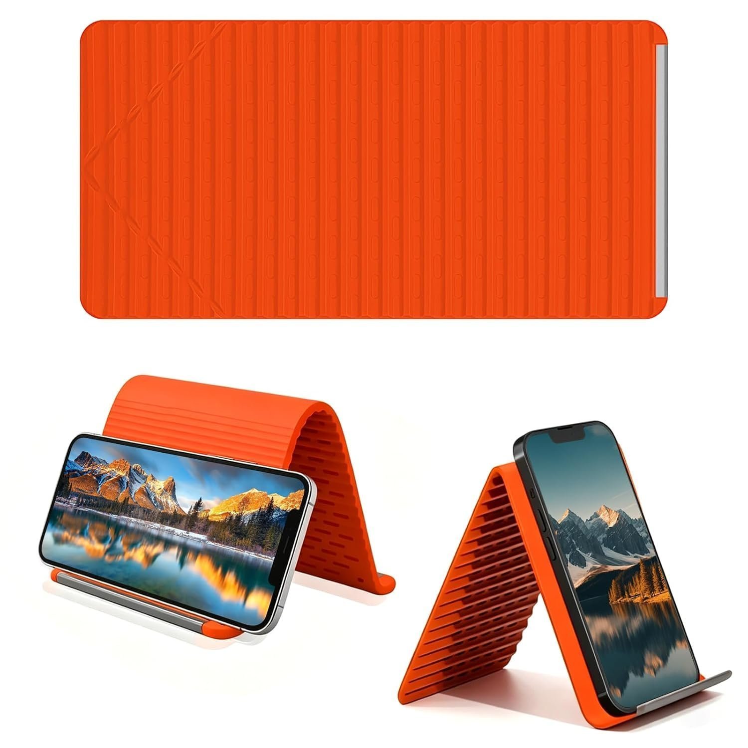 Silicone Phone Stand with Aluminum, Flexible Foldable Phone Holder, Bendable Adjustable Anti-Slip Desktop Stand for Phone Tablet Laptop, Portable Rollable Multi-Angle Stand for Home