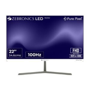 Full HD LED Monitor, 21.5 Anti-Glare Screen, 100Hz Refresh Rate, Ultra Slim, Bezel-Less Display, 250nits Brightness, HDMI & VGA, Wall Mountable (A122)